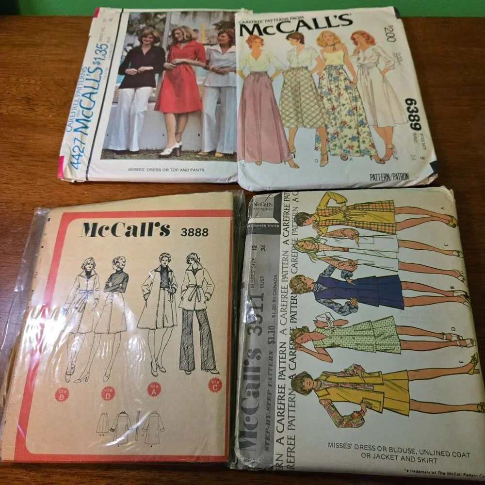 McCalls Womens sewing pattern mixed lot vintage 70s/80s dresses